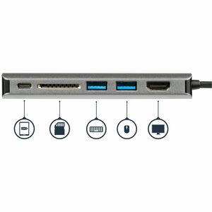 StarTech.com Docking Station - for Notebook - Memory Card Reader - SD, SDXC, SDHC - 60 W - USB Type C - 1 Displays Support