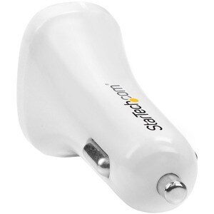 StarTech.com Dual Port USB Car Charger - White - High Power 24W/4.8A - 2 Port USB Car Charger - 5 V DC Output - 4.80 A - 1