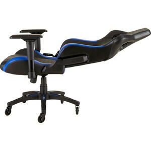 Corsair T1 RACE 2018 Gaming Chair - Black/Blue - For Game, Desk, Office - Metal, PU Leather, Nylon, Steel, PVC Leather - B