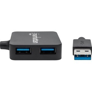 Manhattan USB-A 4-Port Hub, 4x USB-A Ports, 5 Gbps (USB 3.2 Gen1 aka USB 3.0), USB powered (no external power supply requi