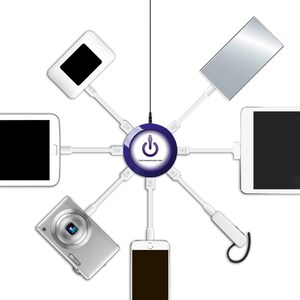 ChargeHub X7 - 7 Port USB Charger - 1 Pack - 24 V DC Input - 5 V DC/8.80 A Output PURPLE 2.4AMPS/PORT 8.8AMPS OVERALL