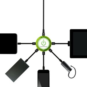 ChargeHub X5 - 5 Port USB Charger - 1 Pack - 120 V AC, 230 V AC Input - 5 V DC/8 A Output GREEN 2.4AMPS/PORT 8AMPS OVERALL