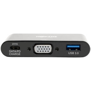 Tripp Lite USB C to VGA Multiport Adapter Converter w/ USB Hub PD Charging 1080p Black, Thunderbolt 3 Compatible, USB Type