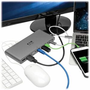 Eaton Tripp Lite Series USB-C Dock, Triple Display - 4K HDMI/DisplayPort, VGA, USB 3.x (5Gbps), USB-A/C Hub Ports, GbE, 10