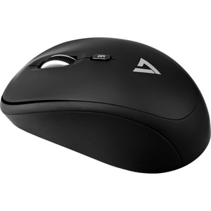 V7 4-Button Wireless Optical Mouse with Adjustable DPI - Black - Optical - Wireless - Radio Frequency - 2.40 GHz - Black -