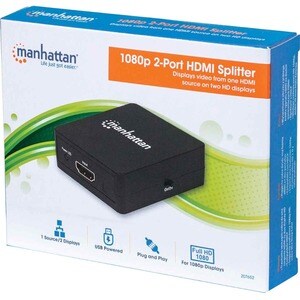 Manhattan Video Splitter HDMI 1080p, 1 in:2 out, Alimentado por USB - 1920 x 1200 - 225MHz Ancho de banda de vídeo máximo 