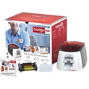 Evolis Badgy100 Single Sided Dye Sublimation/Thermal Transfer Printer - Colour - Card Print - USB - 16 Second Mono - 45 Se