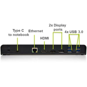 Port USB 3.0 Type C Docking Station for Notebook - 7 x USB Ports - 7 x USB 3.0 - Network (RJ-45) - HDMI - DisplayPort - Mi