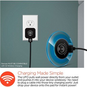 Hypercel UFO Qi Wireless Charging Pad - 120 V AC, 230 V AC Input - 5 V DC Output - Input connectors: USB PAD QI INDUCTIVE 