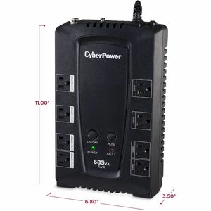 CyberPower CP685AVRG AVR UPS Systems - 685VA/390W, 120 VAC, NEMA 5-15P, Compact, 8 Outlets, PowerPanel® Personal, $125000 