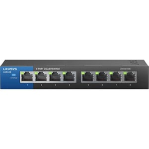 Linksys LGS108 8 Ports Ethernet Switch - 2 Layer Supported - Twisted Pair - Desktop, Wall Mountable