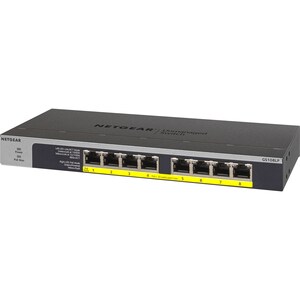 8-Port Gigabit Ethernet PoE+ flex Unmanaged Switch mit bis zu 130W PoE Budget, Tisch-, Wand oder Rackmontage (GS108LP), Me