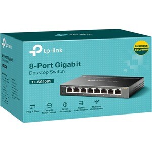 TP-Link TL-SG108S 8 Ports Ethernet Switch - 2 Layer Supported - Twisted Pair - Desktop, Wall Mountable