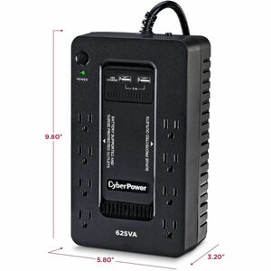 CyberPower Standby ST625U 625VA Compact UPS - Compact - 8 Hour Recharge - 2 Minute Stand-by - 120 V AC Input - 120 V AC Ou