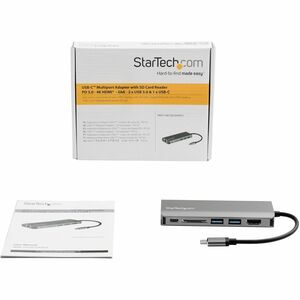 StarTech.com USB C Multiport Adapter - USB Type-C Travel Dock to 4K HDMI, 3x USB Hub, SD, GbE, 60W PD 3.0 Pass-Through - M