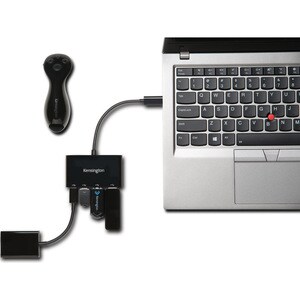 Kensington CH1000 USB Hub - USB Type C - External - Black - 4 Total USB Port(s) - 4 USB 3.1 Port(s)