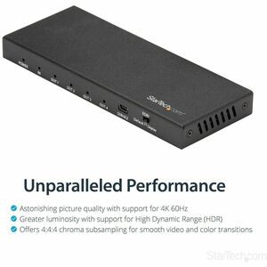 StarTech.com Sdoppiatore Splitter HDMI a 4 porte - 4K 60Hz - HDR - ST124HD202 - 4096 x 2160 - 5 m Distanza operativa massi