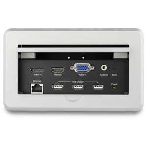 StarTech.com Conference Table Connectivity Pop up Box with AV and Data Ports - HDMI, VGA, DisplayPort to 4K HDMI Output (B