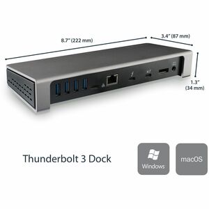 StarTech.com Thunderbolt 3 Dock - Dual Monitor 4K 60Hz TB3 Docking Station with DisplayPort - 85W Power Delivery, 6-Port U