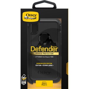 OtterBox Defender Rugged Carrying Case (Holster) Apple iPhone XS, iPhone X Smartphone - Black - Dirt Resistant, Bump Resis