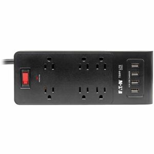 Eaton Tripp Lite Series 6-Outlet Surge Protector with 4 USB Ports (4.2A Shared) - 6 ft. (1.83 m) Cord, 900 Joules, Black -