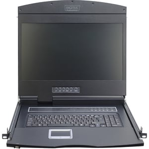 DIGITUS Professional LCD-Rack-Konsole KVM-Schalter - Schwarz - 16 Computer - 48,3 cm (19 Zoll) LCD - 1366 x 768 - Tastatur