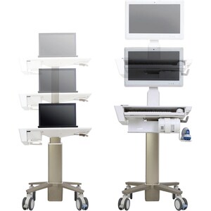 Carrello medico Ergotron CareFit - 5,44 kg Capacità - 4 Casters - 101,60 mm Dimensione rotelle - Con dorsi plastici, Accia
