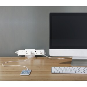 Powerstrip Clamp Holder with Adjustable Bracket - White - C-Clamp Mount