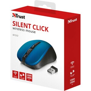 Trust Mydo Mouse - Radio Frequency - USB 2.0 - Optical - 4 Button(s) - Blue - Wireless - 1800 dpi - Scroll Wheel - Symmetr