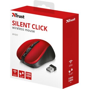 Trust Mydo Mouse - Radio Frequency - USB 2.0 - Optical - 4 Button(s) - Red - Wireless - 1800 dpi - Scroll Wheel - Symmetrical