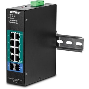 TRENDnet 10-Port Industrial Gigabit L2 Managed PoE+ DIN-Rail Switch, 8 x Gigabit PoE+ Ports, DIN-Rail Mount, 2 x SFP Slots