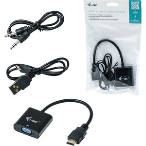 i-tec 15 cm HDMI/VGA Videokabel für Monitor, Videogerät, Computer - Zweiter Anschluss: 1 x 15-pin HD-15 - Female - Unterst