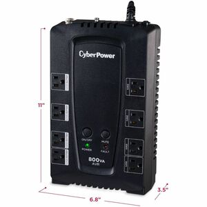 CyberPower CP800AVR AVR UPS Systems - 800VA/450W, 120 VAC, NEMA 5-15P, Compact, 8 Outlets, PowerPanel® Personal, $200000 C