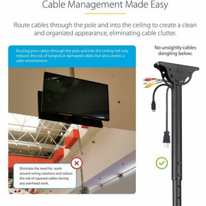 StarTech.com Dual TV-Deckenhalterung, Rücken an Rücken, Hängende Dualbildschirm VESA-Masthalterung für 32"-75" TVs - Höhen