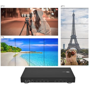 SIIG 4x4 HDMI Matrix & VideoWall Processor with RS232 - Share and switch four distinct HDMI audio/video sources between fo