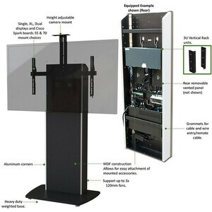 VFI Fixed Base Telepresence Stand for Single/Dual Monitors - Up to 55" Screen Support - 160 lb Load Capacity - 67" Height 