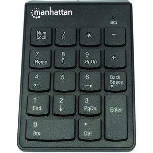 Numeric Keypad, Wireless (2.4GHz), USB-A Micro Receiver, 18 Full Size Keys, Black, Membrane Key Switches, Auto Power Manag