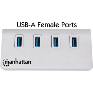 USB-A 4-Port Hub, 4x USB-A Ports, 5 Gbps (USB 3.2 Gen1 aka USB 3.0), Bus Powered, Fast charging up to 0.9A, Equivalent to 