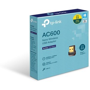 TP-Link Archer T2U Nano IEEE 802.11ac Dual Band Wi-Fi Adapter for Notebook - USB 2.0 - 600 Mbit/s - 2.40 GHz ISM - 5 GHz U
