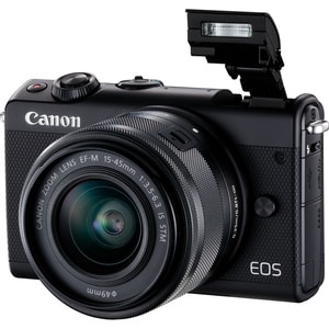 Canon EOS M100 24.2 Megapixel Mirrorless Camera with Lens - 15 mm - 45 mm - Black - Autofocus - 7.6 cm (3") Touchscreen LC