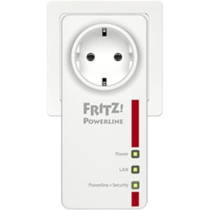 FRITZ! 1220E Powerline Network Adapter - 1 - 2 x Network (RJ-45) - 1200 Mbit/s Powerline - HomePlug AV2 - Gigabit Ethernet
