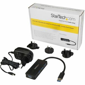 StarTech.com 4 Port USB 3.0 Hub SuperSpeed 5Gbps w/ Fast Charge - Portable USB 3.2 Gen 1 (5Gbps) Type-A Laptop/Desktop Hub