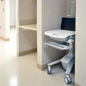 Ergotron StyleView 医疗车 - 8.16 kg 承载量 - 4 脚轮 - 101.60 毫米 脚轮尺寸 - 铝, 镀锌钢 - 白, 灰, 抛光铝 - 43.9 cm (17.3") Screen Supported