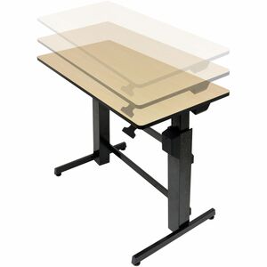 Ergotron WorkFit-D 升降桌 - 桦木, 三聚氰胺层压板 顶端 - 丁字形 底座 - 可调节高度 x 1209.04 毫米 桌面宽度 x 596.90 毫米 桌面深度 x 20.32 毫米 桌面厚度 - 1285.24 毫米 高