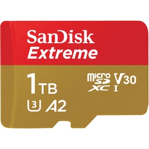 SanDisk Extreme 1 TB UHS-I microSD - 160 MB/s Read - 90 MB/s Write - Lifetime Warranty