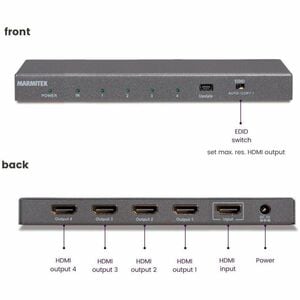 Marmitek Split 614 UHD HDMI Splitter for Projector - 4096 x 2160 - 1 x HDMI In - 4 x HDMI Out