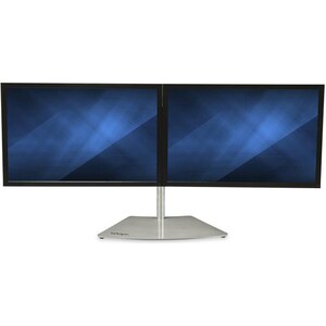 StarTech.com Dual Monitor Stand, Free Standing Desktop Pole Stand for 2x 24" (17.6lb/8kg) VESA Mount Displays, Height Adju