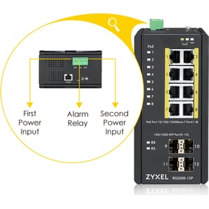 ZYXEL RGS200-12P - 12-port GbE Managed PoE Switch | Rugged | Temperture Hardened | DIN Rail Mountable - 12 Ports - Managea