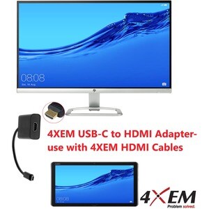 4XEM USB-C to HDMI Adapter - 1 x Type C USB Male - 1 x HDMI Digital Audio Female - 4096 x 2160 Supported - Gold Connector 