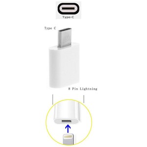 4XEM USB-C MALE TO 8 PIN FEMALE - 1 x USB Type C Male - 1 x 8-pin Lightning Proprietary Connector Female - White
